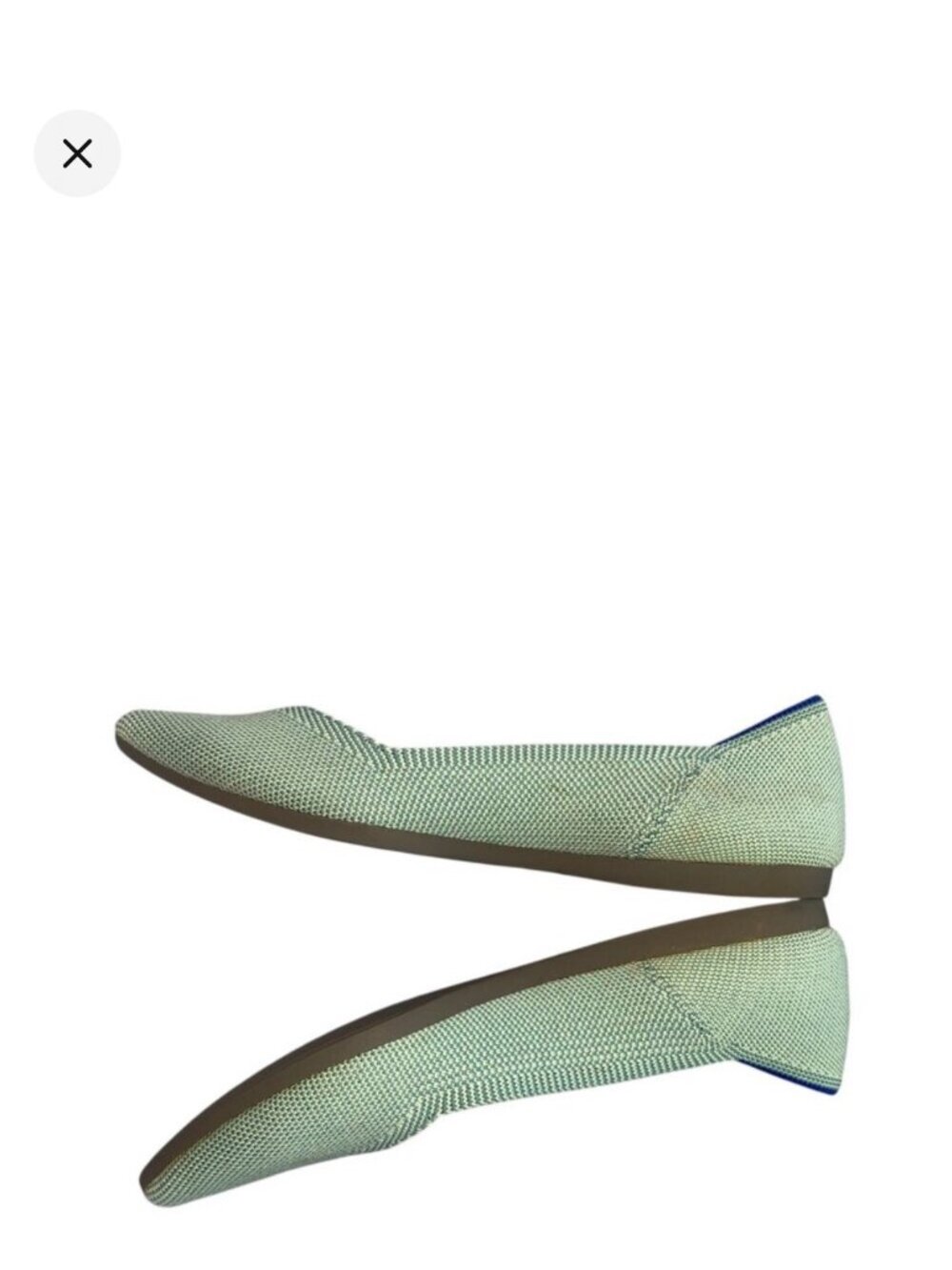 Rothy's Womens Pointed Toe Flats Size 5 Green Knit Slip-On Shoes Eco-Friendly - Picture 3 of 7